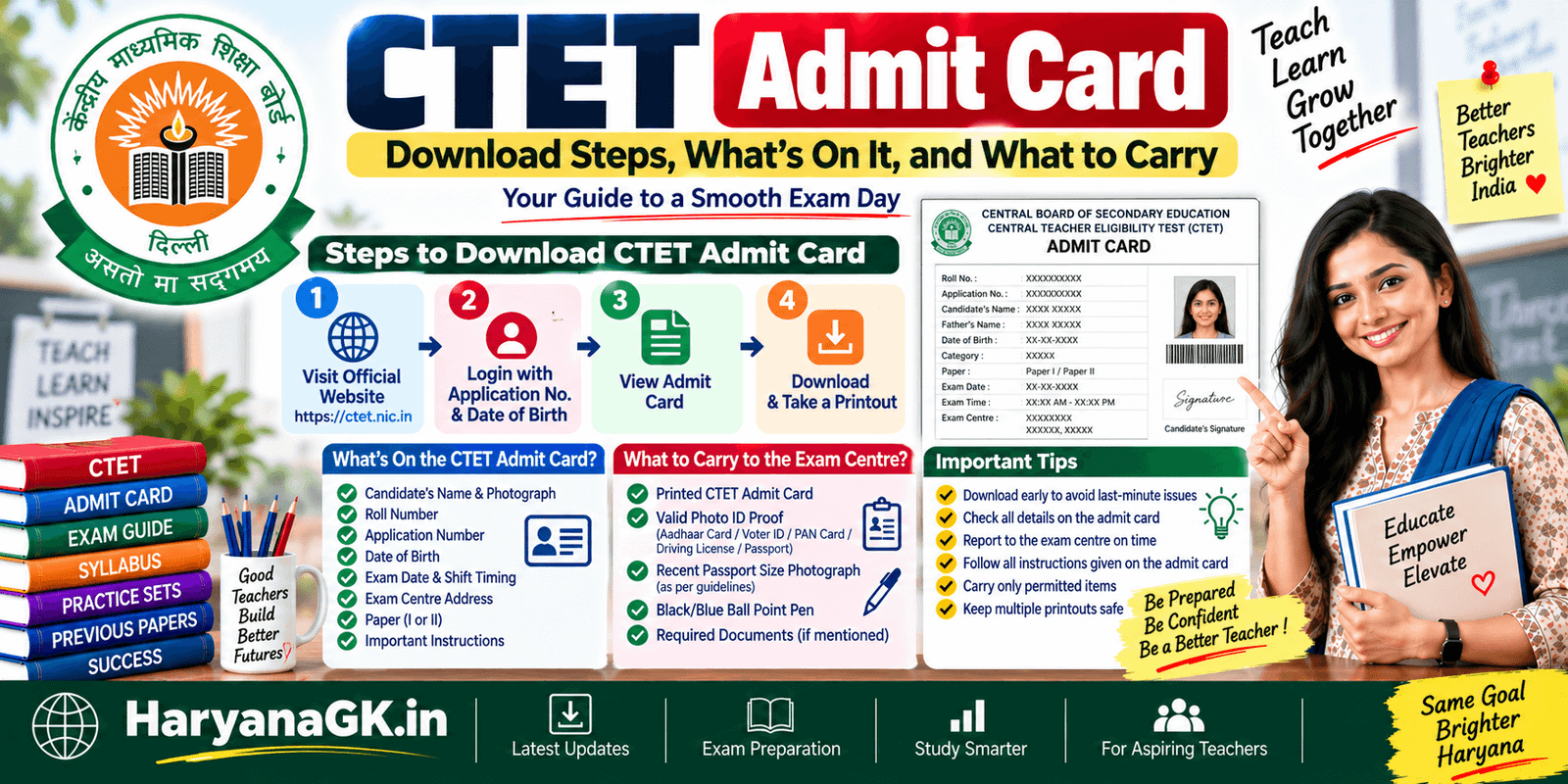 CTET Admit Card Download Steps, What's On It, and What to Carry
