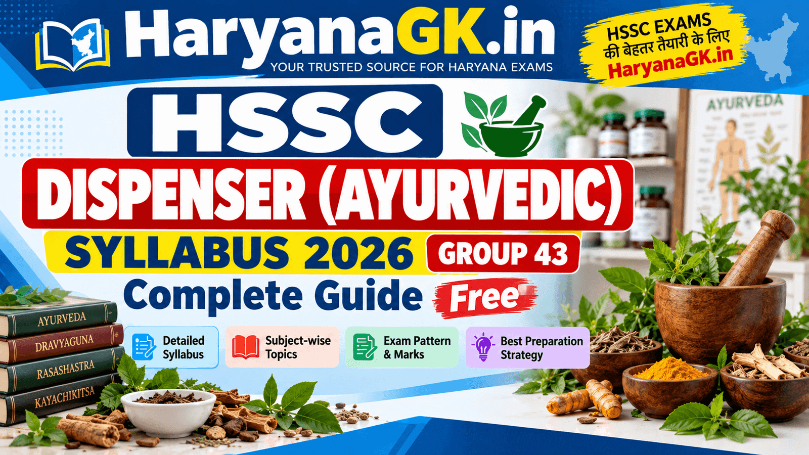 HSSC Dispenser (Ayurvedic) Syllabus 2026 – Group 43 Complete Guide Free