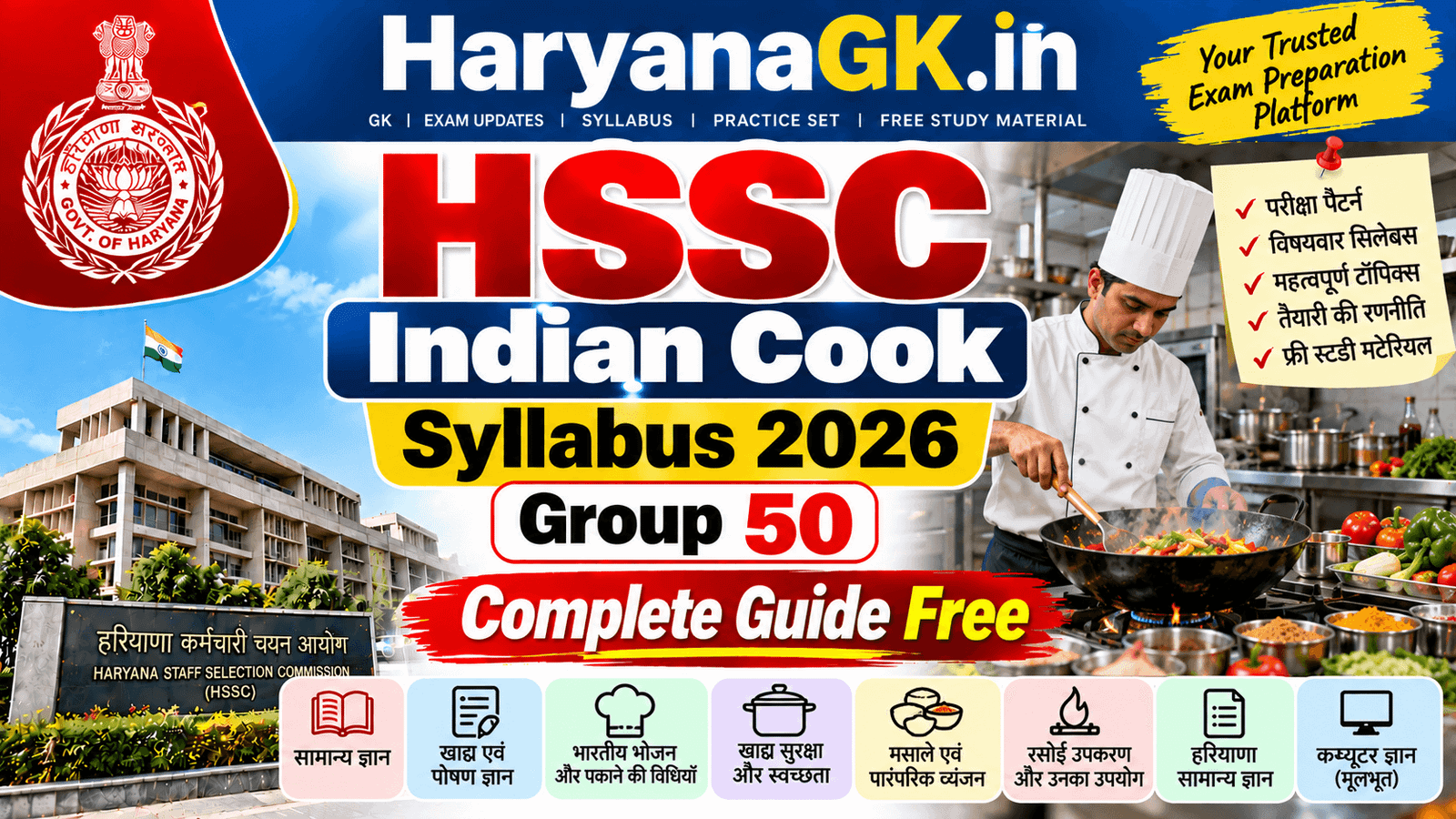 HSSC Indian Cook Syllabus 2026 – Group 50 Complete Guide Free