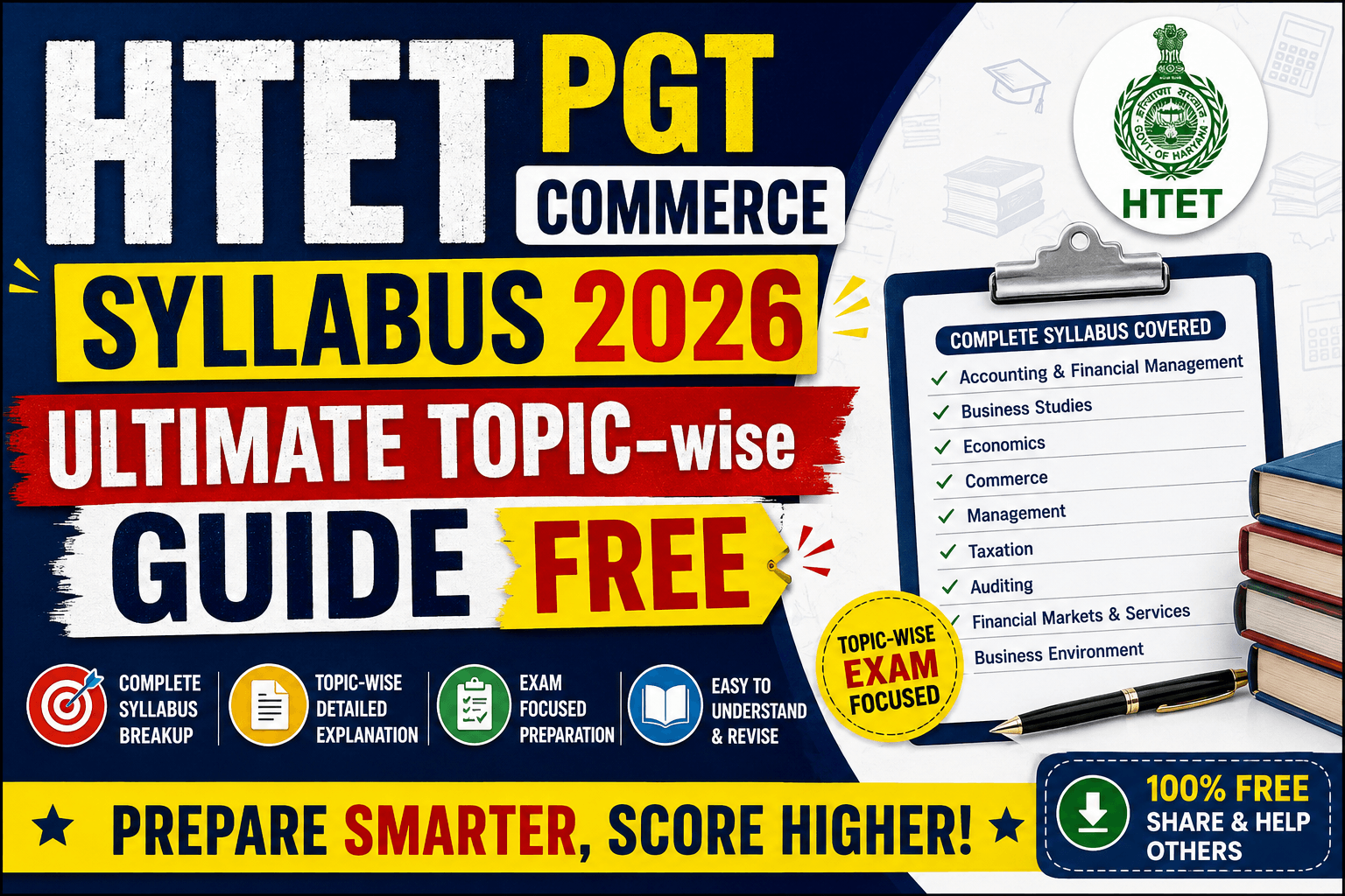 HTET PGT Commerce Syllabus 2026 - ULTIMATE TOPIC-wise GUIDE FREE