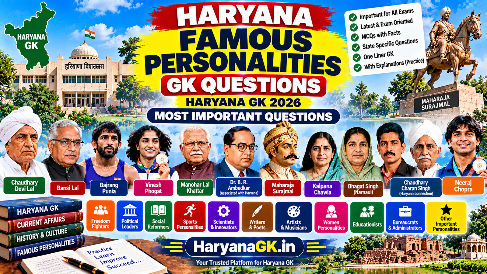 HARYANA FAMOUS PERSONALITIES GK QUESTIONS – HARYANA GK 2026 – MOST IMPORTANT QUESTIONS